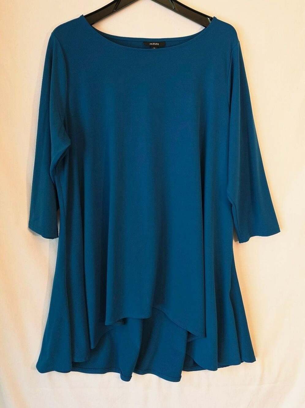 Alfani Women's 3/4 Sleeve Tunic Top 2X Teal Green